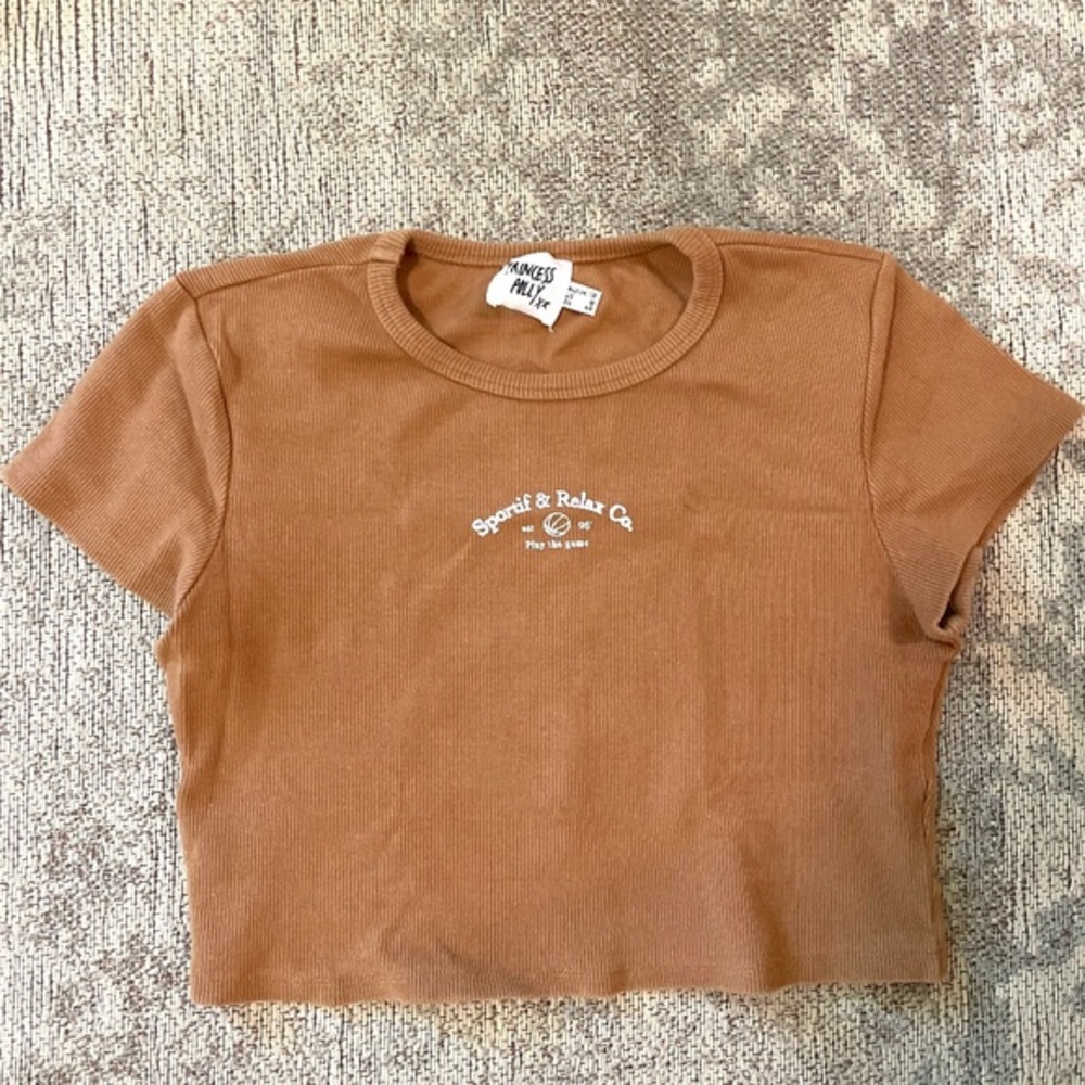 Princess Polly Sports & Relax Co Brown Crop Top